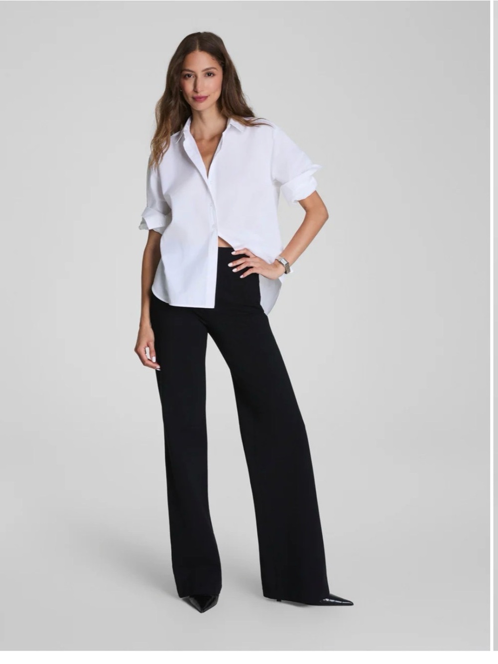 SPANX Perfect Fit Ponte Wide Leg Medium Petite Black